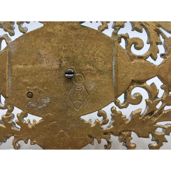 Antique Gilt Bronze Dragon Filigree and Ceramic Inkwell Candle Holder - Picture 8 of 8